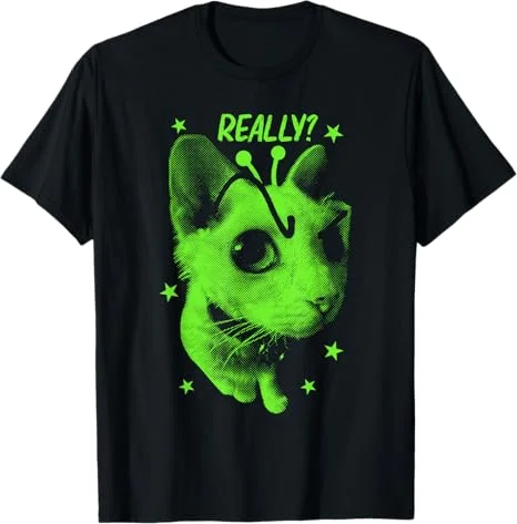 Neon Green Alien T-shirt Retro 