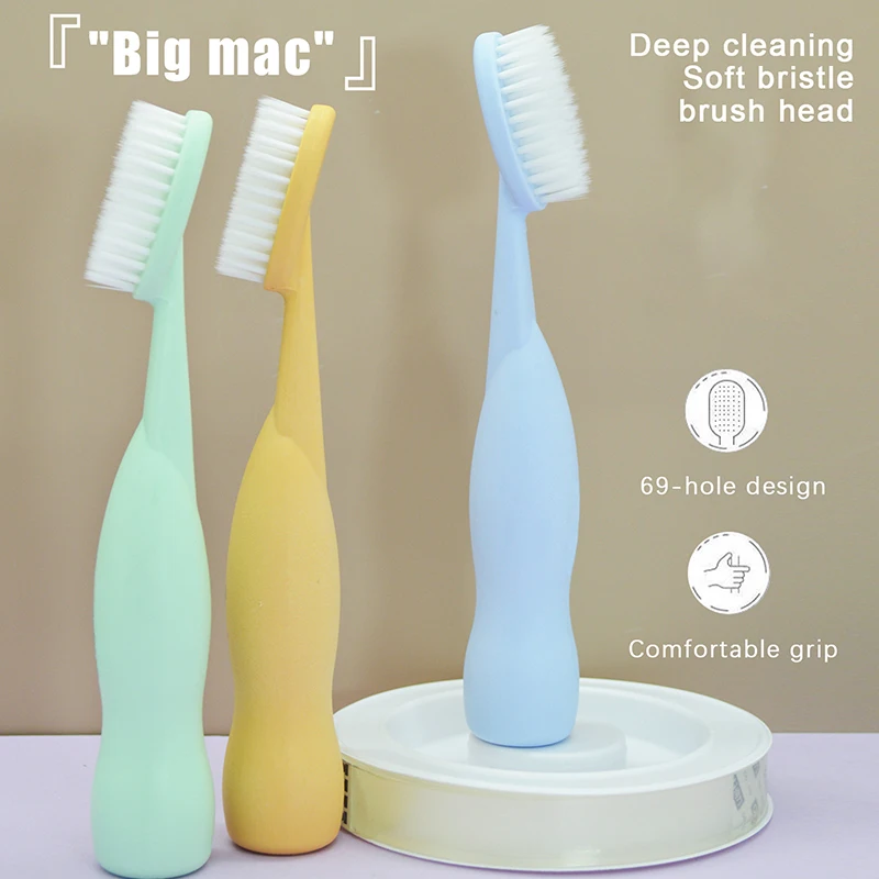 Big Head Toothbrush Oral Care Deep Cleaning Oral Cleaning Soft Bristle Couple Manual Toothbrush Cute Teeth Brush Color Random