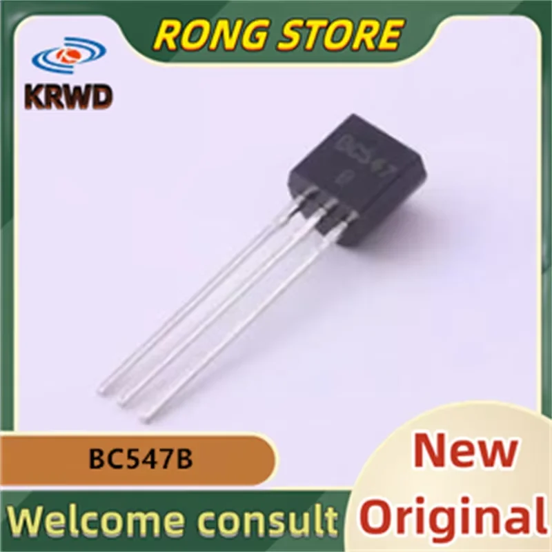 50PCS BC547 New and Original Chip IC BC547B TO-92 100mA 150MHz Low power transistor, amplifier transistor B-tube