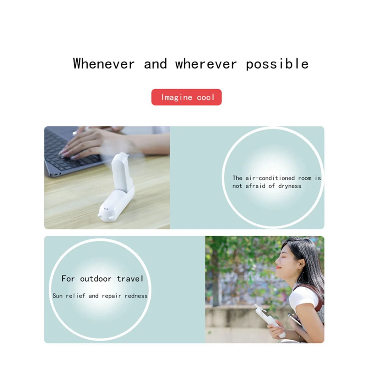 Kipas angin portable มินิพัดลมมือถือ usb 1200มิลลิแอมป์ต่อชั่วโมงชาร์จได้ด้วยมือพัดลมมือถือขนาดเล็กพร้อมแบตสำรองสีเขียว