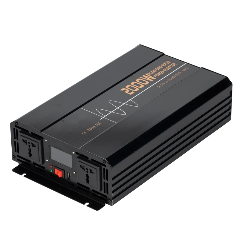 Onduleur à onde sinusoïdale pure, convertisseur de voiture, maison et montres, DC 12V à AC 230V, 2000W pure sine wave inverter