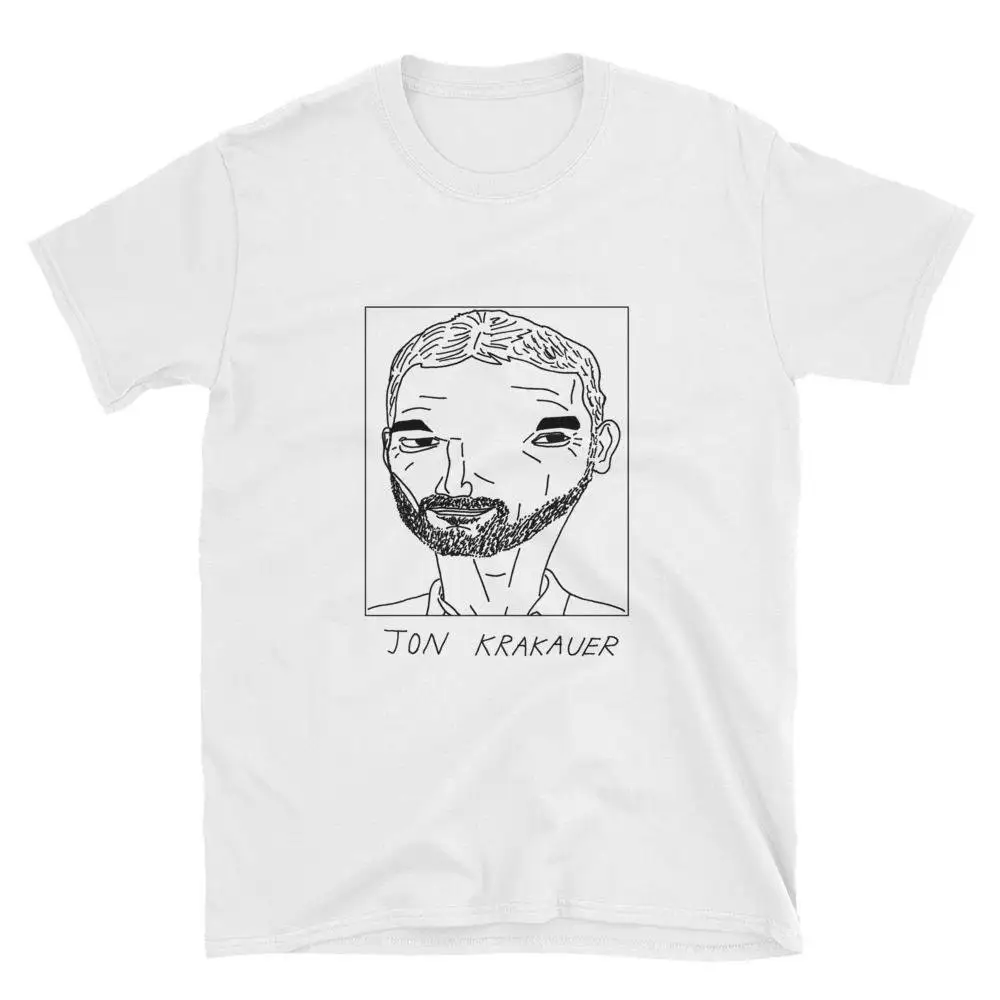 Badly Drawn Authors John Krakauer T Shirt FREE Worldwide Delivery