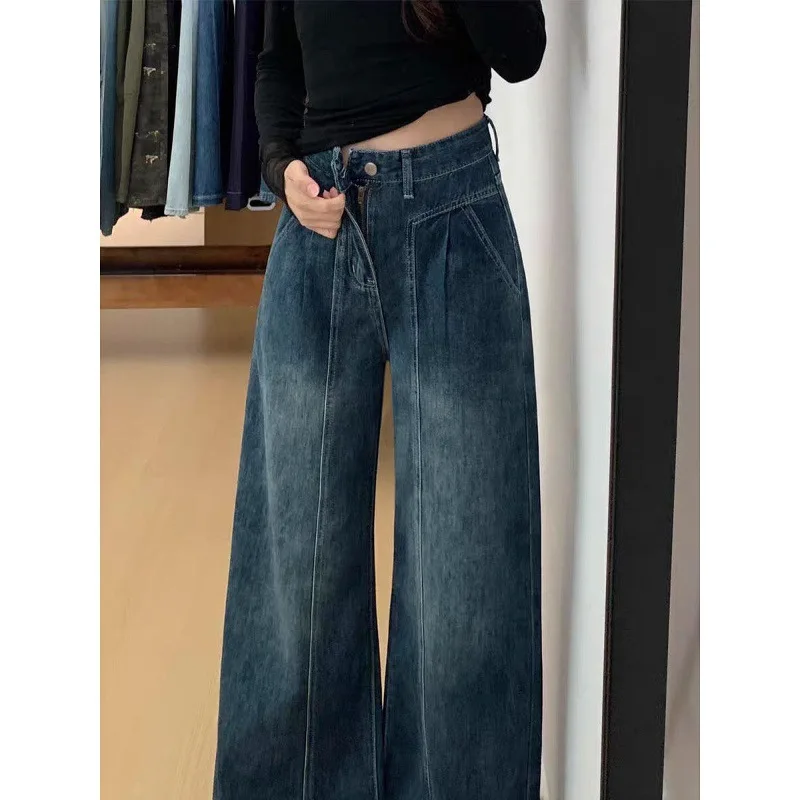 

Retro straight leg jeans for women in 2026 Spring and Autumn with plush loose and wide leg pants