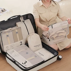 7Pcs Travel Bag Set Travel Storage Bags For Clothing 2024 New Zip Luggage Suitcase Organizer Traveling Pouch Packing Cube Kit