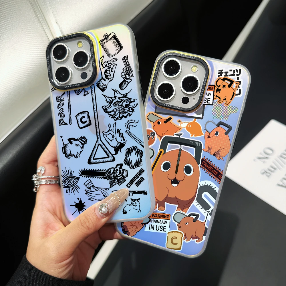 Chainsaw Man Pochita Phone Case for Samsung Galaxy S24 S23 S22 S21 S20 FE Ultra Plus M53 5G Gradient Color IMD Hard Cover