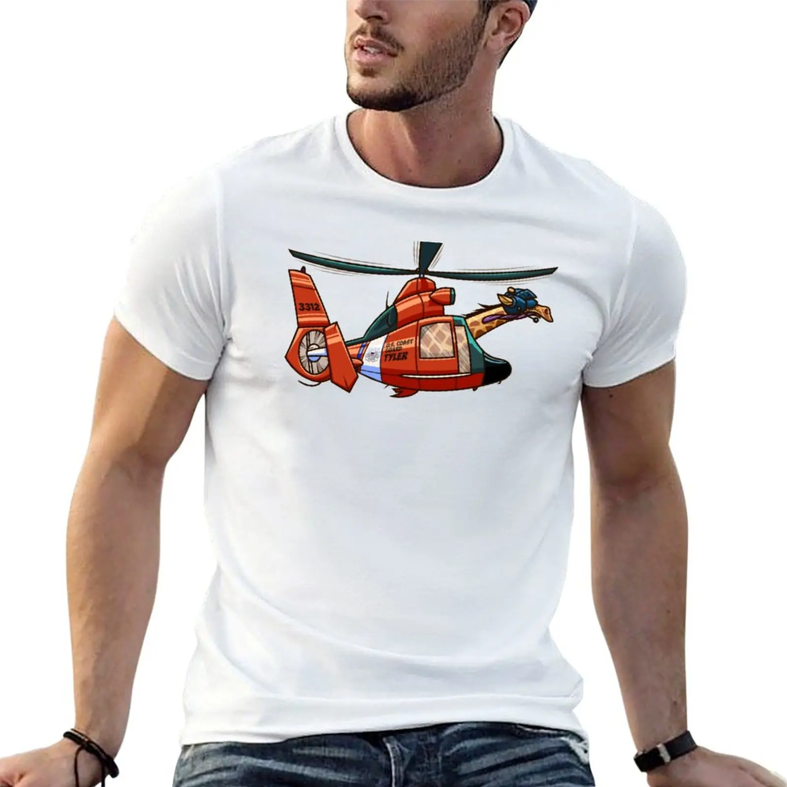 

US Coast Guard Giraffe - Tyler T-Shirt t shirt man cotton cotton tshirt 100% man t shirts for men casual T-shirt