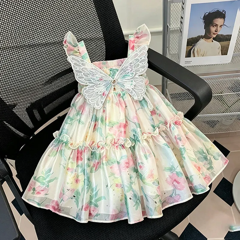 Girls Summer 2026 New Stylish Trendy Comfortable Sweet Fashion Dress for Children Little Girls Butterfly Wing Princess Dress