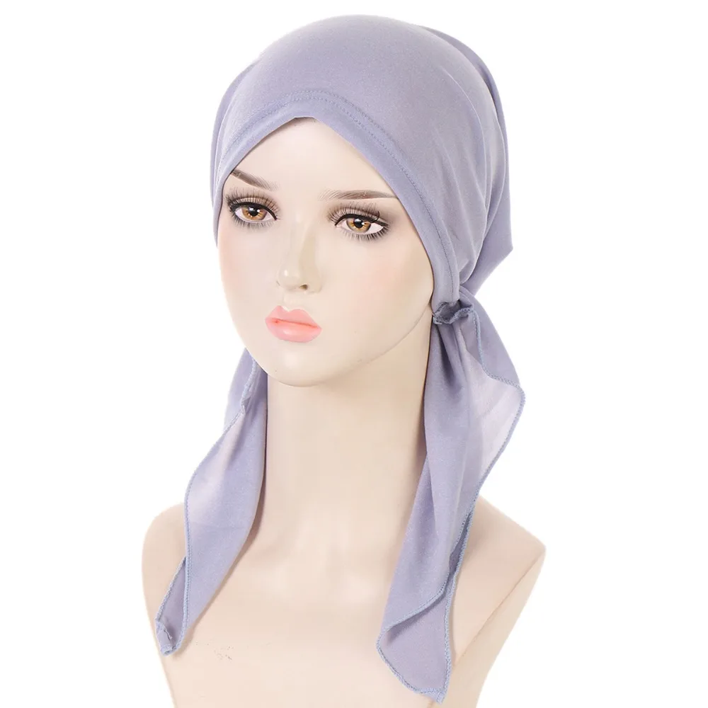 Muslim Women Turban Hat New Beanie Hair Loss Chemo Cap Plain Hijab Headscarf