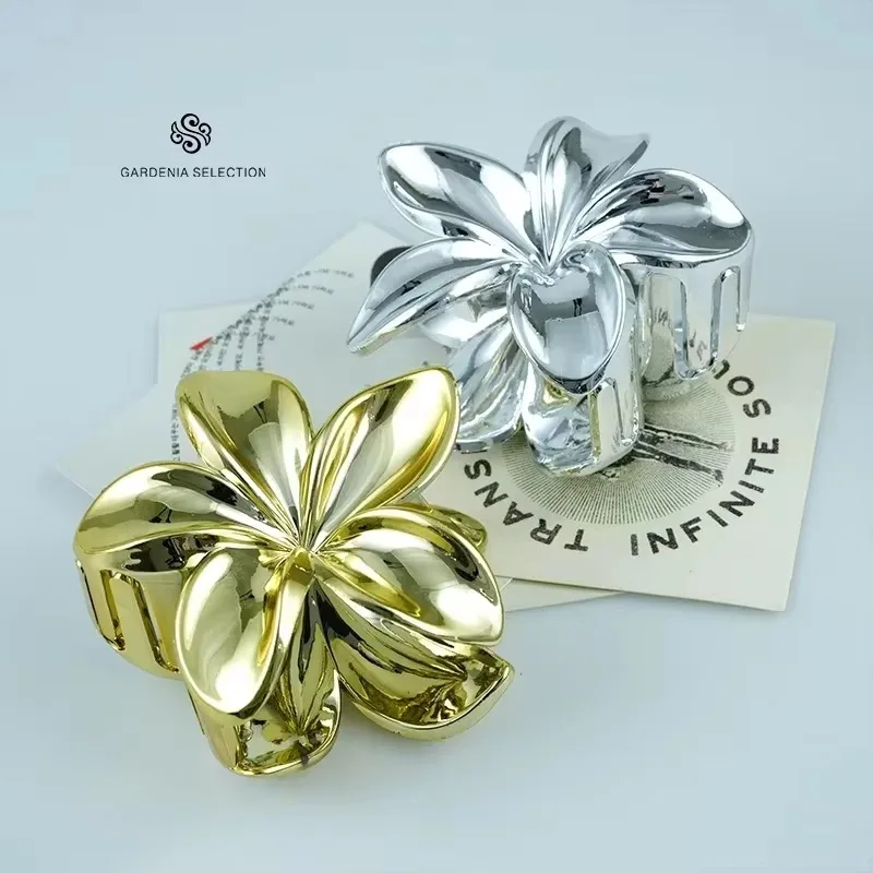 8CM Large Flower Acrylic Hair Clip Premium Metal Plating, Claws, Crab Clips, Hair Clips, Hawaiian Headwear, Bohemian Style