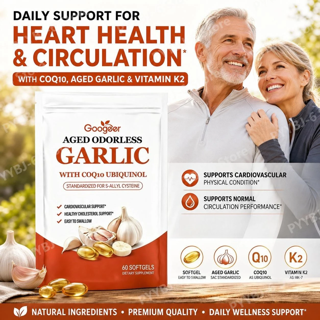 Coq10 Ubiquinol Softgel - Googeer Cápsulas Blandas de Ajo Inodoro
