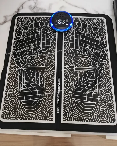 Foldable EMS Foot Massager Pad with Electric Muscle Stimulation for Pain Relief and Relaxation, Portable for Home Use