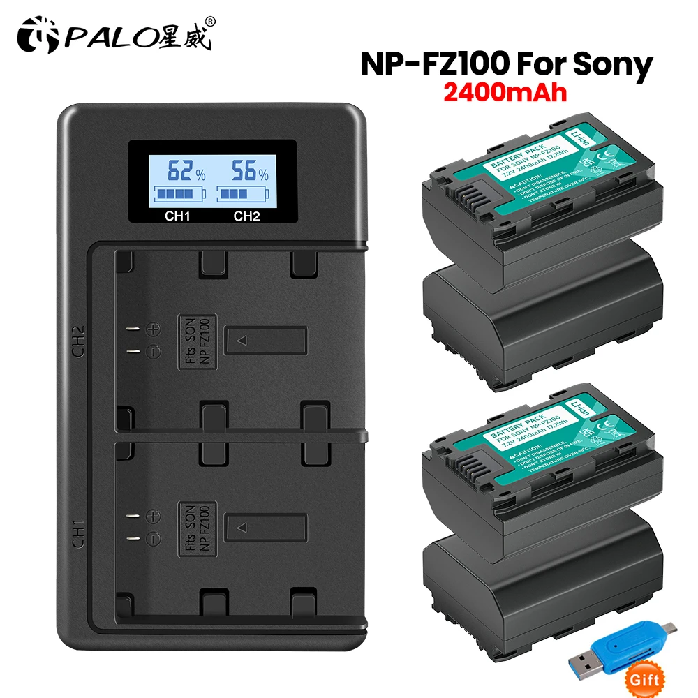 NP-FZ100 NPFZ100 NP FZ100 Battery + LCD Dual USB Charger for Sony BC-QZ1 Sony a9 a7R III a7 III A9R 9S A9S A7R3 7RM3 A7m3 A6600