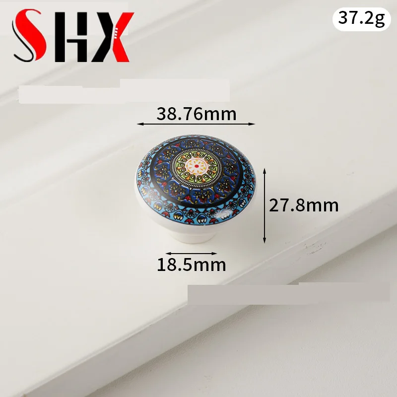 Bohemian Ceramic Handle European Handle Drawer Cabinet Door Circular Wardrobe Door Handle Ceramic