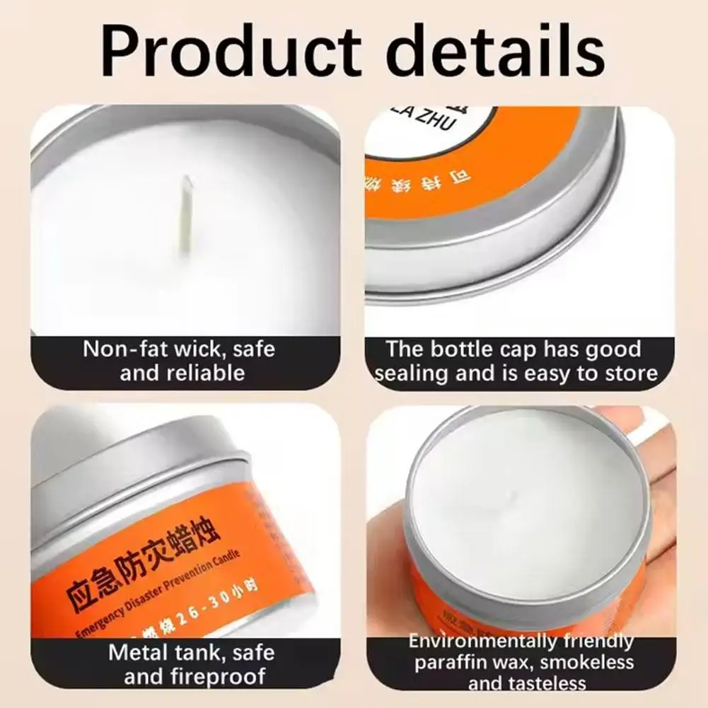Velas de emergencia para desastre, velas de emergencia sin humo a prueba de viento, de larga duración, calentador de alimentos de 30 horas, vela de luz de té, 1/2/6/8/20 piezas