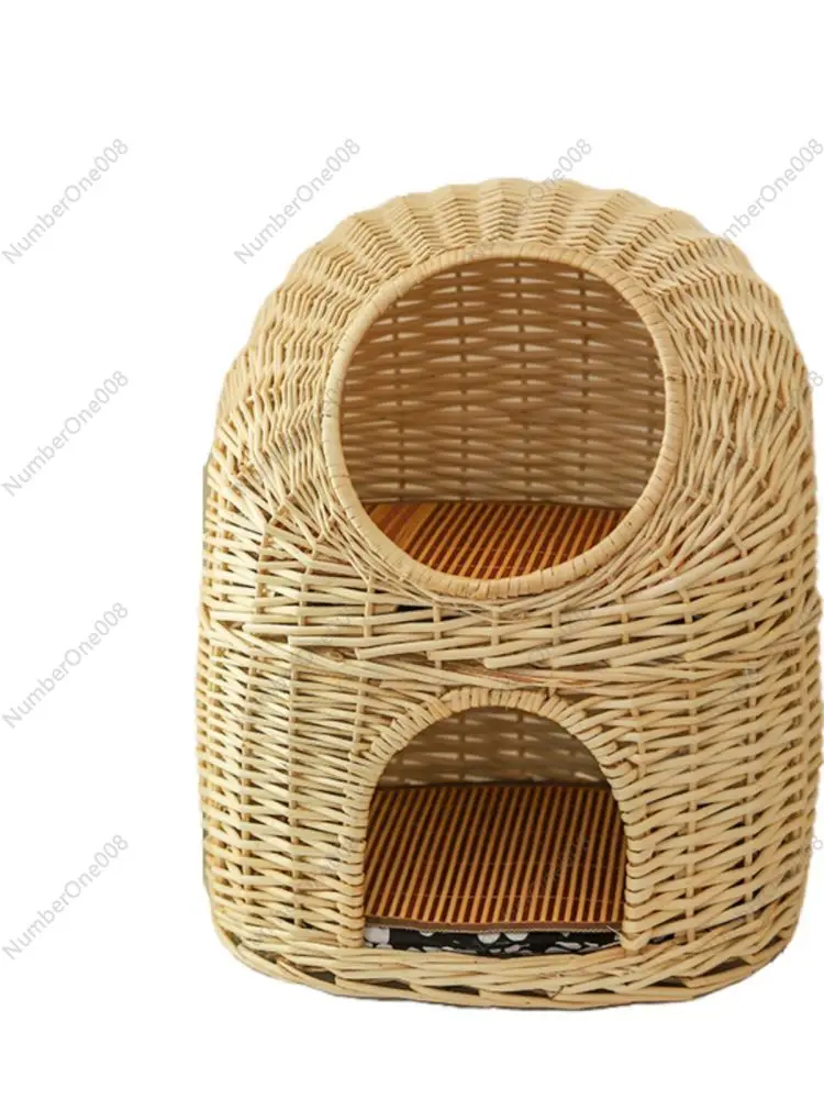 Rattan  Nest Warm  Nest Wicker  Cat House Villa Small Dog Nest Four Seasons Universal Removable and Washable