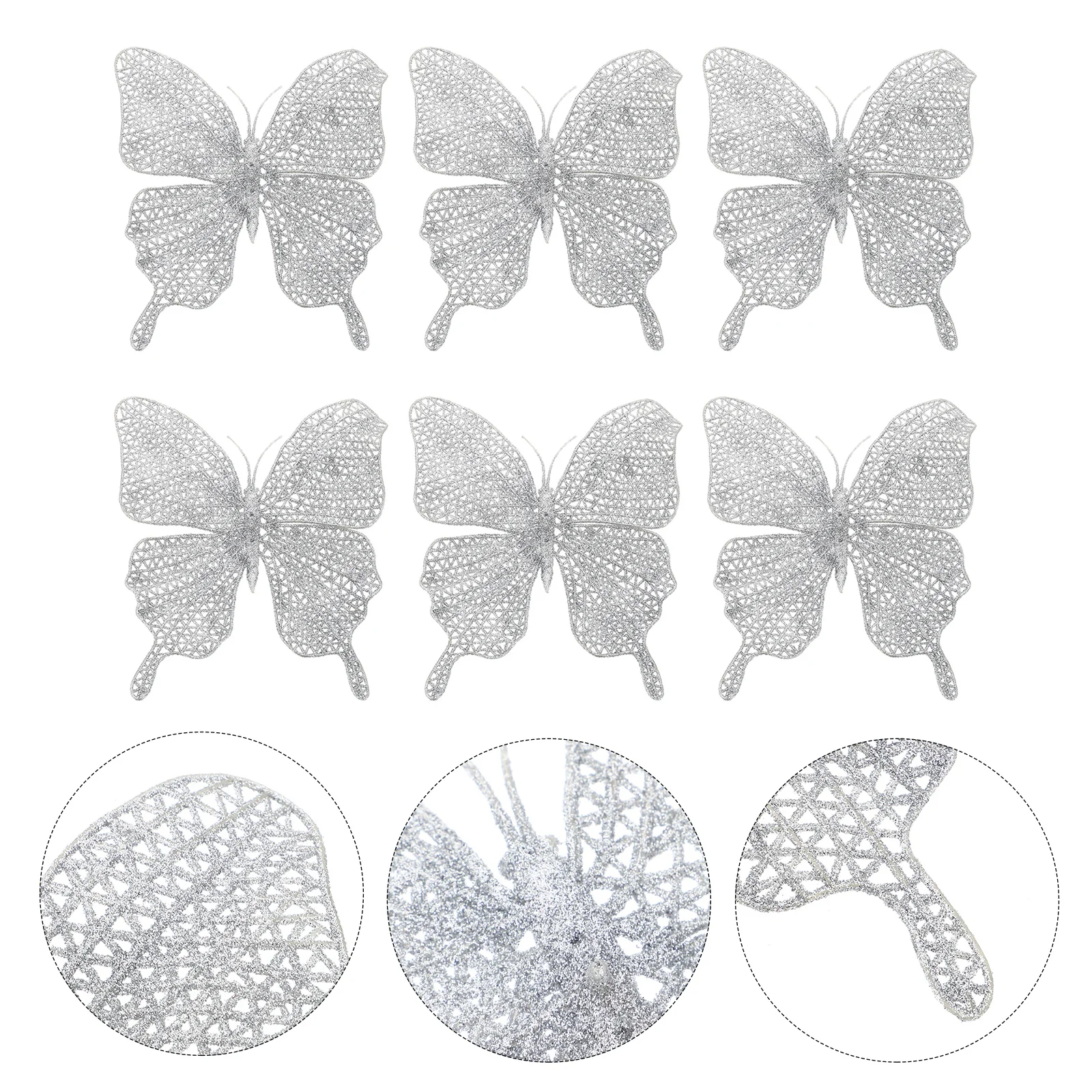 

6Pcs Glitter Hollow-Out Christmas Butterflies Artificial Decorations DIY Making Xmas Tree Craft Christmas Butterflies