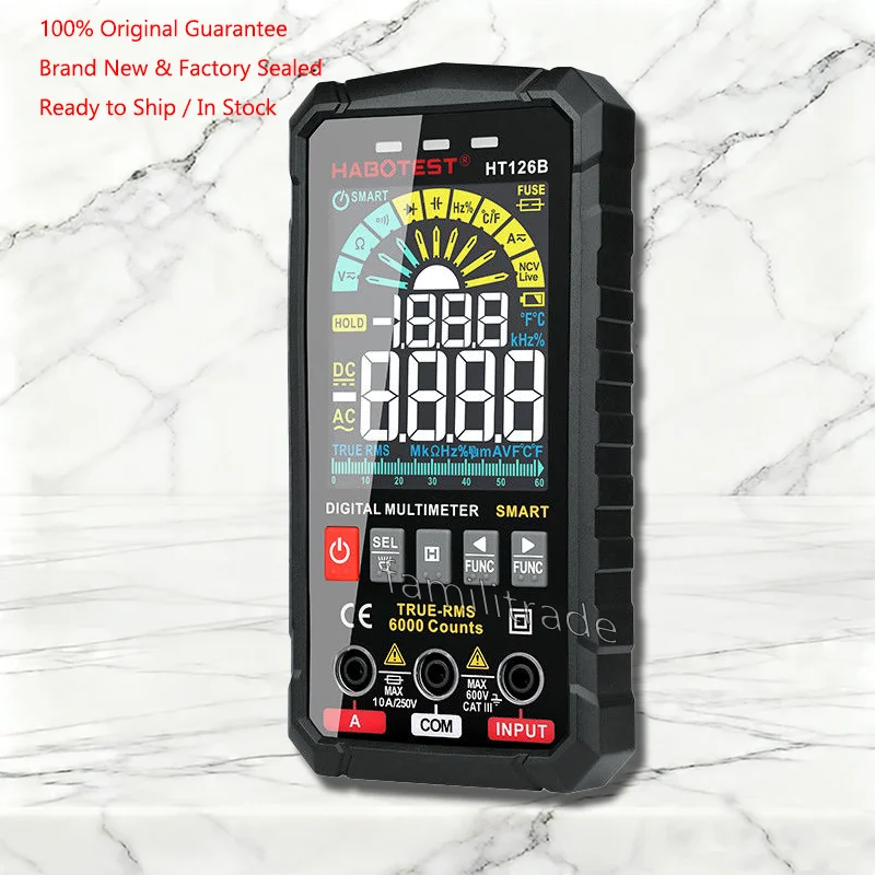 1PC NEW HABOTEST HT126A/HT126B Digital Multimeter In Stock 6000 Counts True RMS Backlight/Color LCD NCV Original Box
