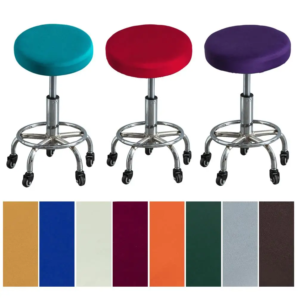 

Round Chair Cover Bar Seat Case Washable Elastic Seat Covers Stretchable Solid Color Round Chair Protector Seat Slipcover