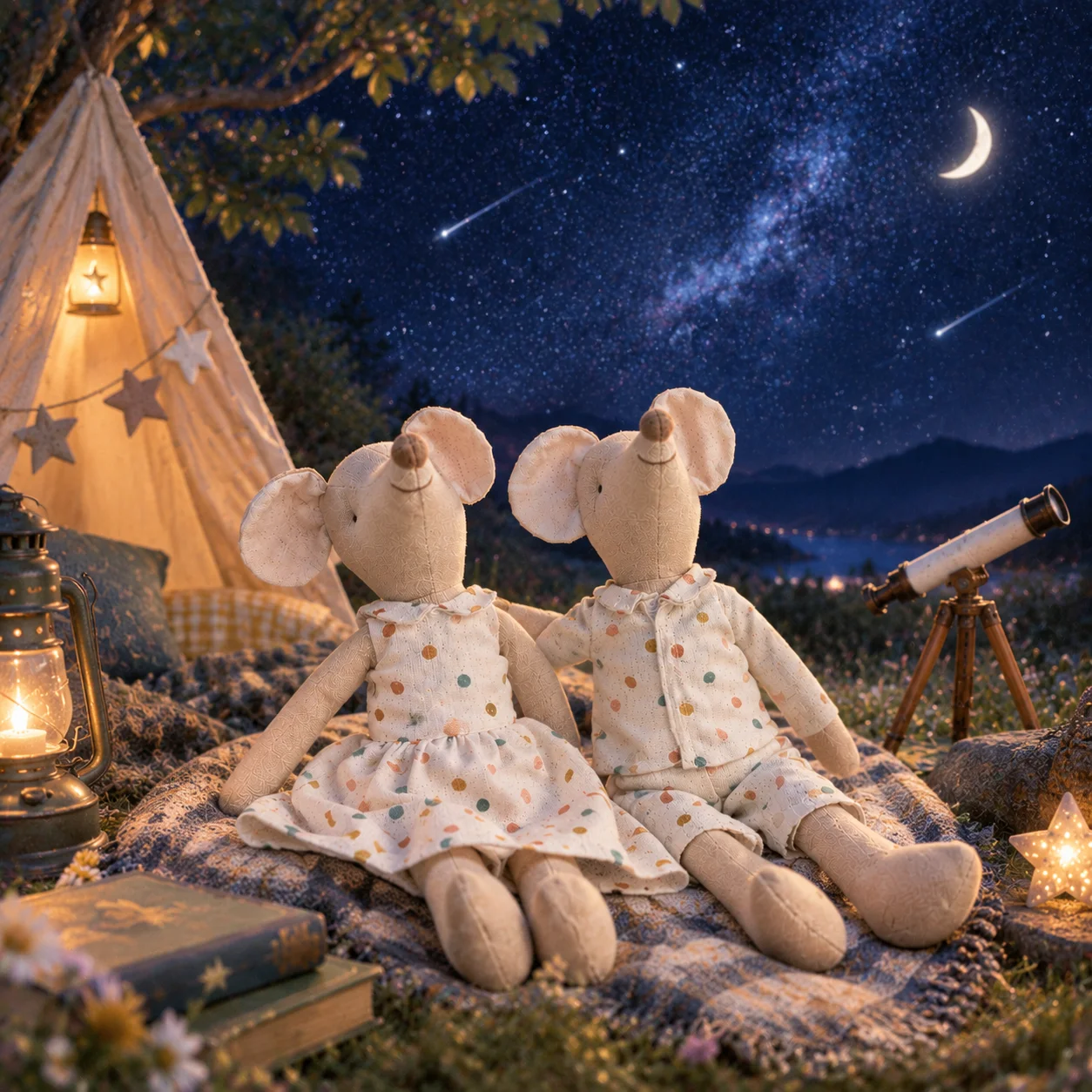 Cotton Linen Dress Up Mouse Plush Doll Family Cute Cloth Mouse Stuffed Toy Kids Play Gift