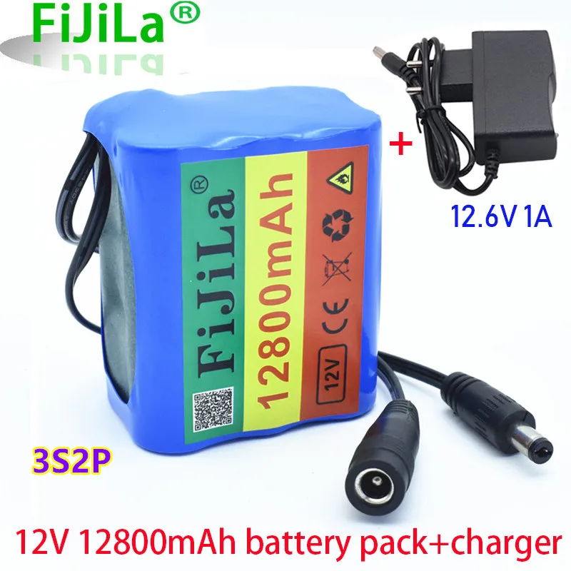 3S2P 12V 12800mah battery 18650 Li-ion 12.8 Ah Rechargeable batteries with BMS Lithium Battery packs Protection Board +Charger