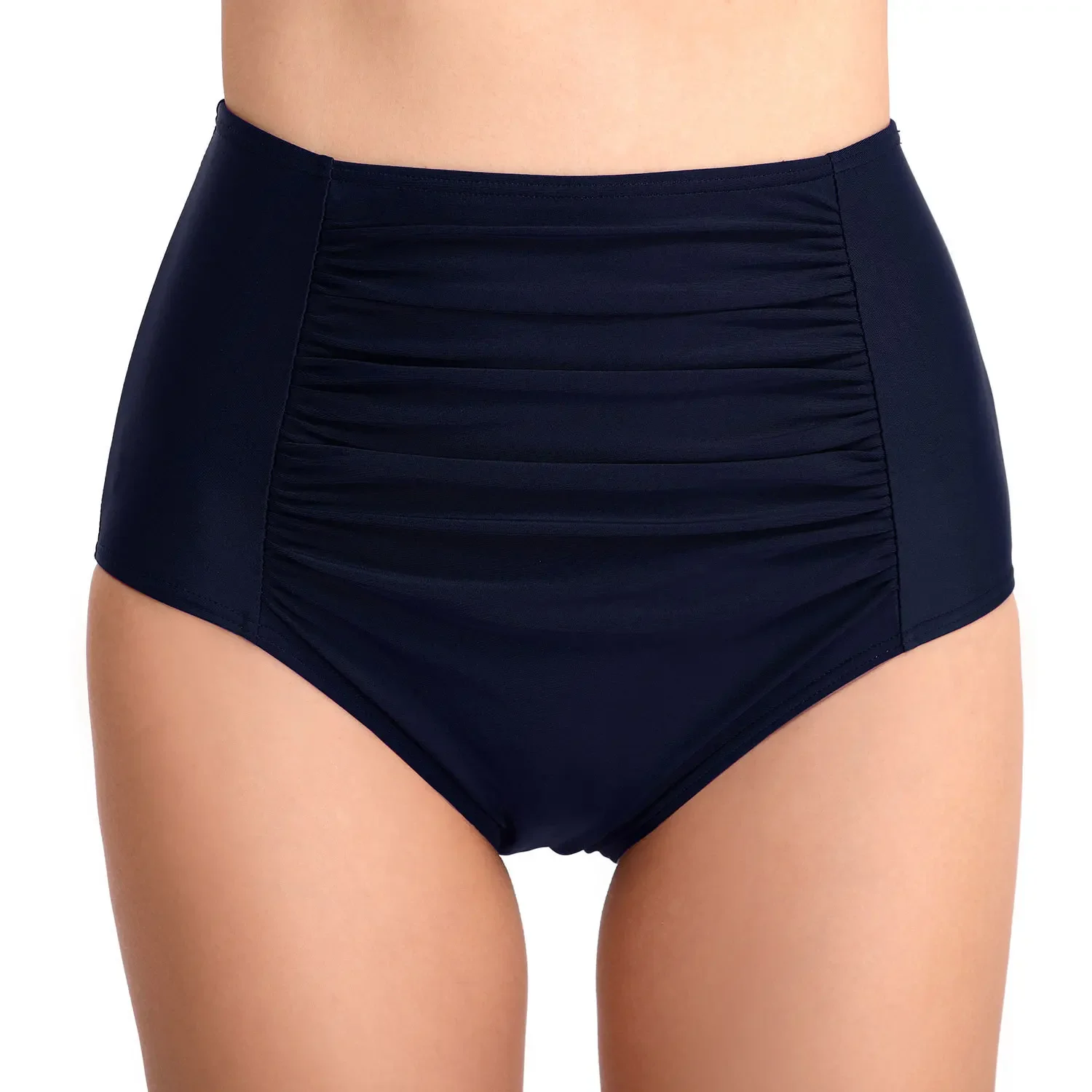 Beach pants women's pleated tight fashion swimming trunks hip-wrapped belly high-waisted swimming trunks women