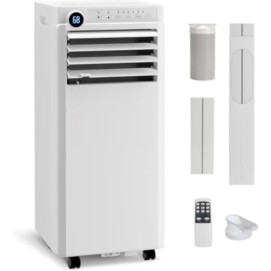 

Portable Air Conditioner for home use, ABS plastic body, white color, 10000 BTU 5-in-1 cooling with remote control and LED disp