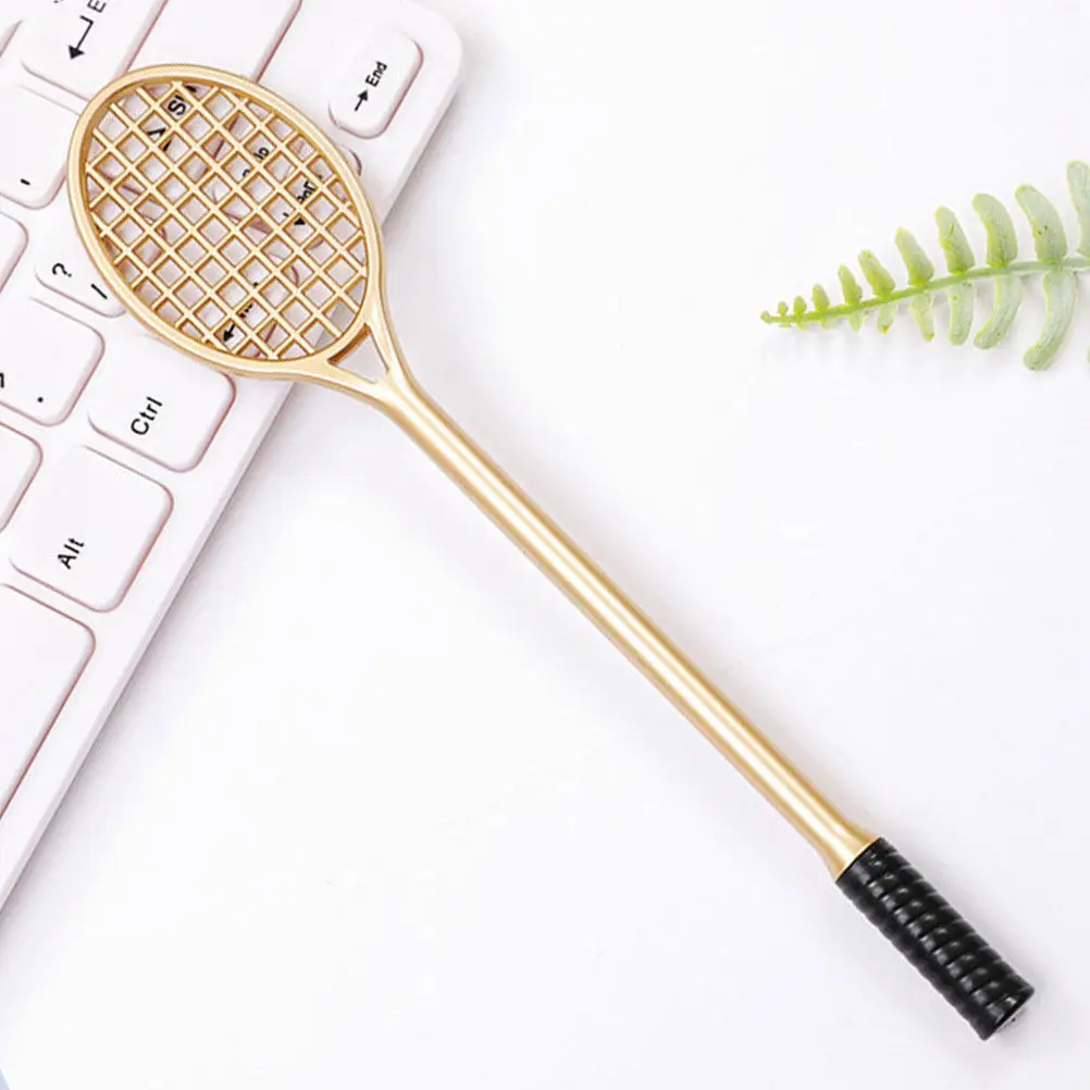 2Pcs Badminton Racket Shaped Gel Pen Black Ink Fine Point Smooth Writing Pen for Office School Sketching Doodling Calligraphy