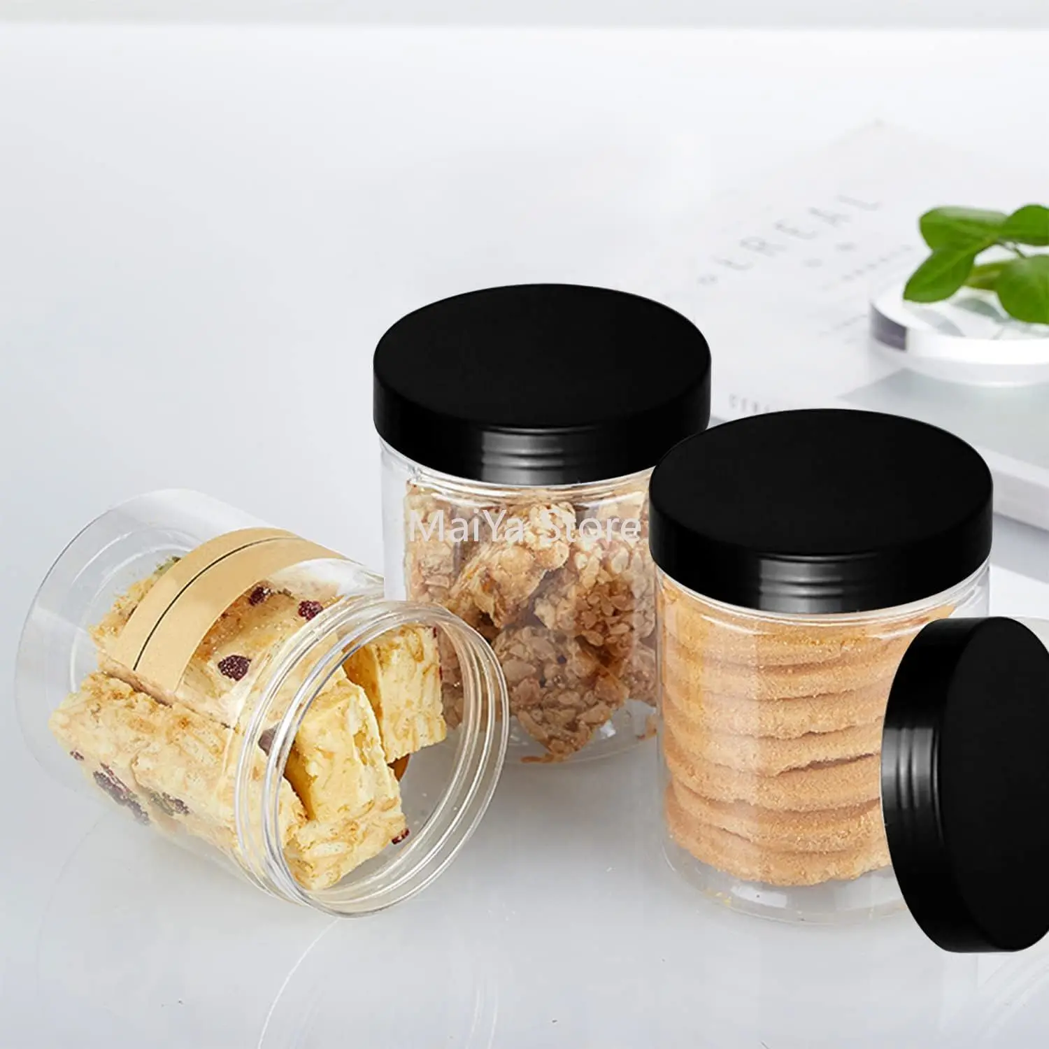 10PCS 8OZ Plastic Jars with Screw On Lids, Pen and Labels Refillable Empty Round Slime Cosmetics Containers for Storing