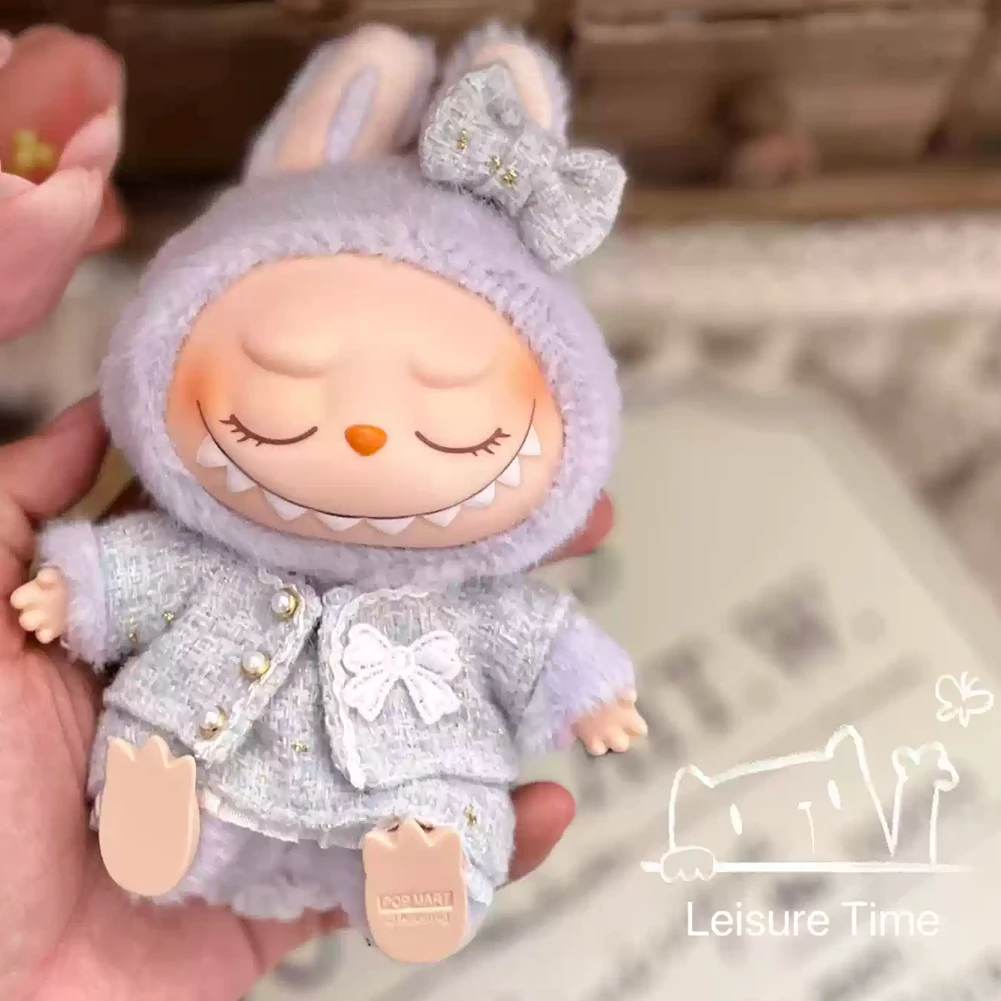 Pakaian boneka lucu aksesoris pakaian gaun klasik Set untuk 17CM Labubu V2 pakaian boneka Mini hadiah anak-anak perempuan Labubu Ropa