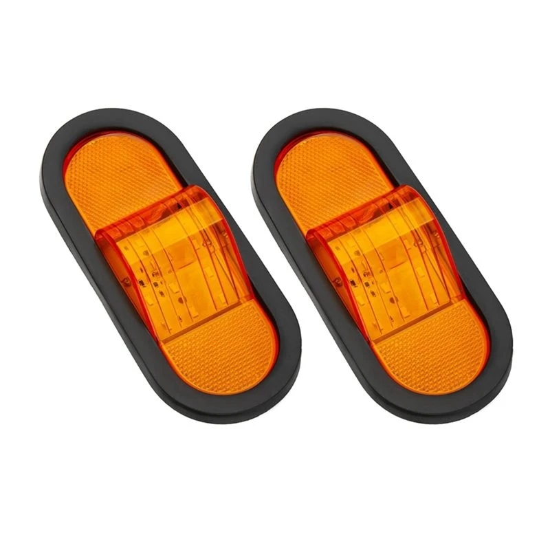 For car-Oval LED Side Marker Lights 6.5", 2 PCS Mid-Turn Signal Amber Markers Led Mid-Ship And Turn Signals