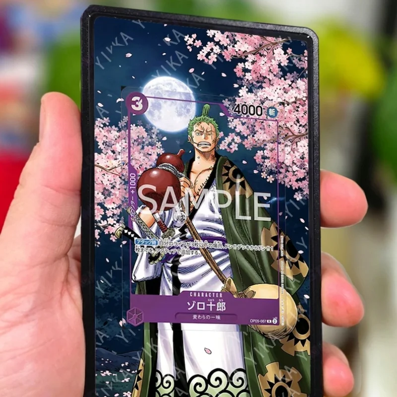 Estuche de exhibición de acrílico para tarjetas PSA de anime con arte extendido, para One Piece Roronoa Zoro, caja extendida de anime, exquisitos coleccionables hechos a mano