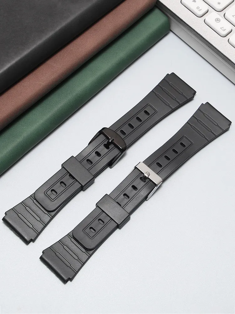 Black Silicone Watch Strap for Casio Electronic Watch F-84/F-94/F-105/91W MQ-24 Accessories