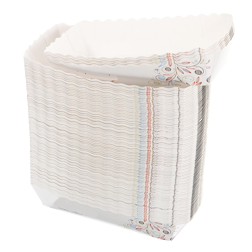 

100pcs Tableware Boat Shaped Food Carton Sushi Container Plates Paper Trays Snack Serving Containers Storage Boxes