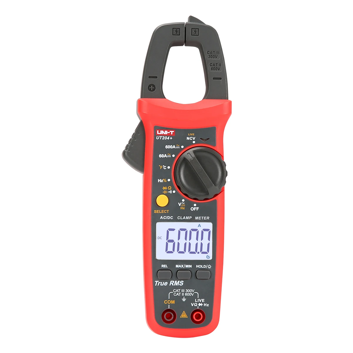 UNI-T UT204+ Digital Clamp Meter 600A AC DC Current Voltage True RMS Plier Ammeter Resistance Capacitance Temperature NCV Tester