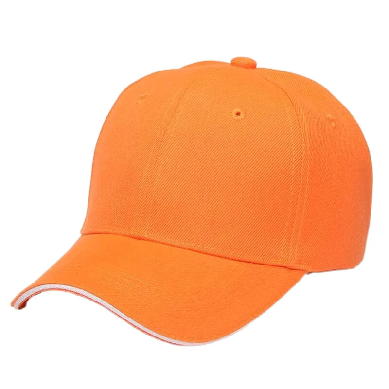 Women Men\'s Twill Baseball Caps Plain Sandwich Bill Cap 6 Panel Brown Orange Yellow Red Blue Beige Grey Wine Pink Size 58cm