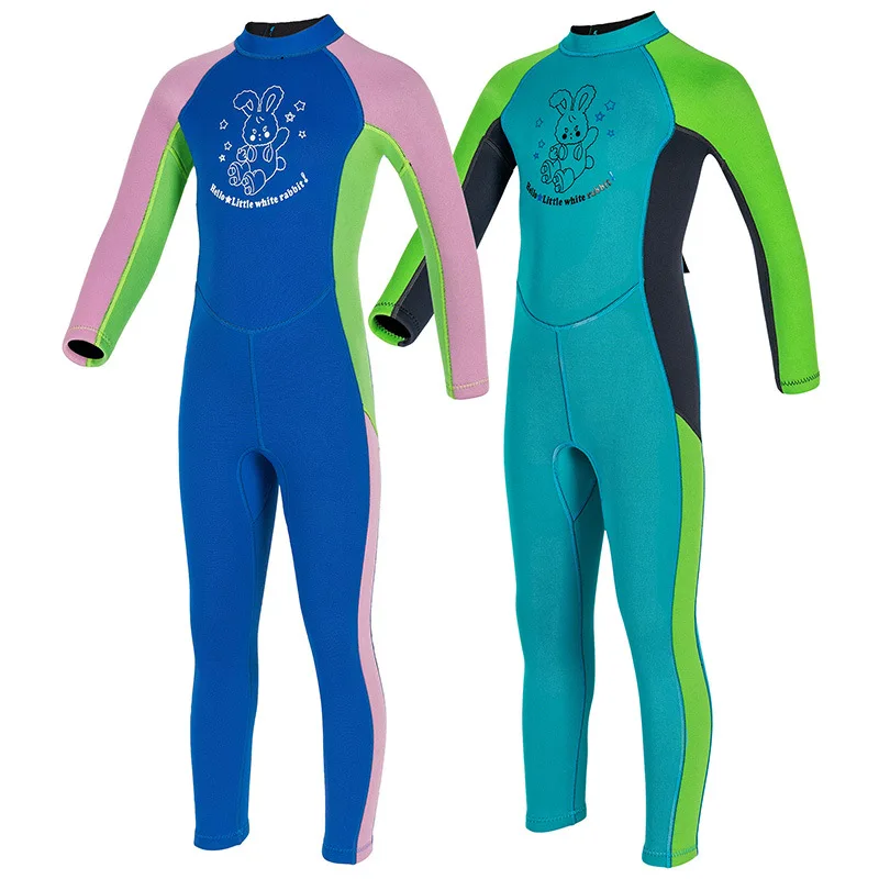 Children's Swimsuit 2.5MM Swimsuit Thermal Long-sleeved One-piece Wetsuit Youth Thermal Snorkeling Wetsuit