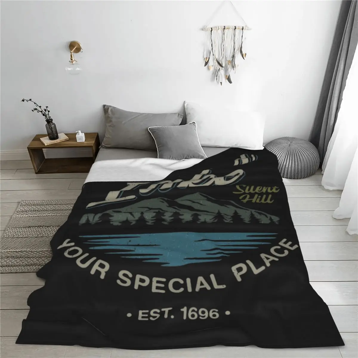 Toluca Lake Silent Hill Blankets Fleece Textile Decor Multifunction Thin Throw Blanket for Home Couch Plush Thin Quilt