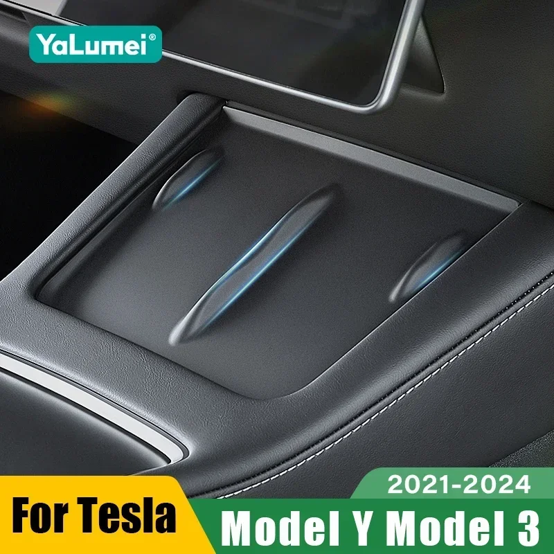 Car Interior Central Control Wireless Charging Silicone Cover Case Mat Sticker Pad For Tesla Model 3 Y 2021-2024 Accessories