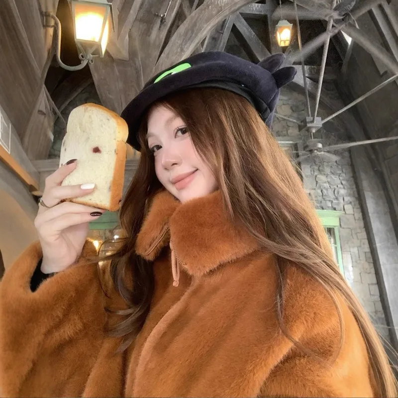 

2025 New Environmentally Friendly Faux Fur Slimming Jacket for Women's Winter Straight Tube Loose Zipper Jacket Female Clothing