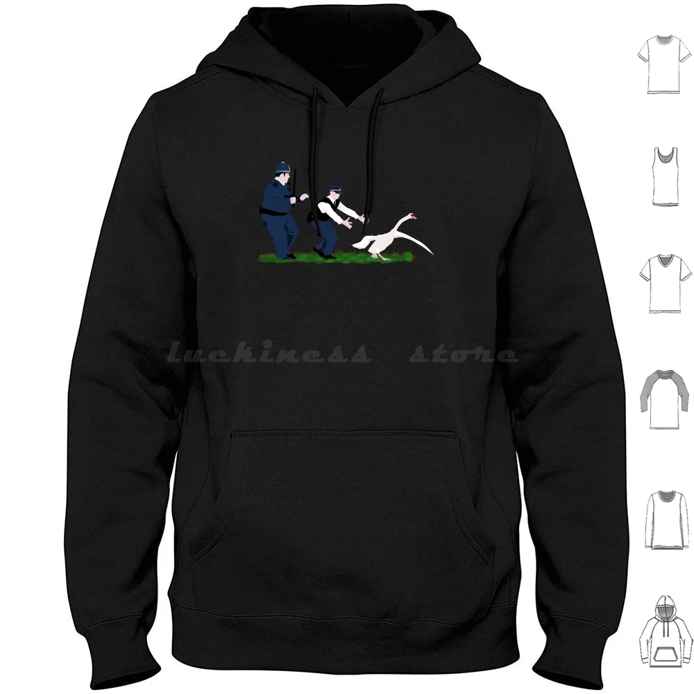 Swan Cops Hoodies Long Sleeve Hot Fuzz Simon Pegg Nick Frost Swan Police Cornet…
