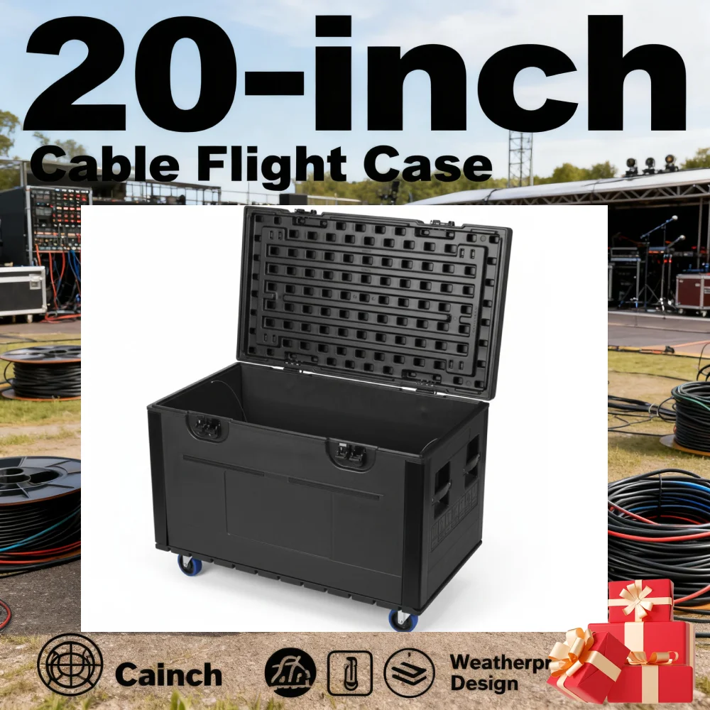 

Просторный водонепроницаемый чехол для багажника для кабеля ATA Rolling Flycase с запираемыми роликами Штабелируемый водонепроницаемый ящик для хранения DJ-оборудования