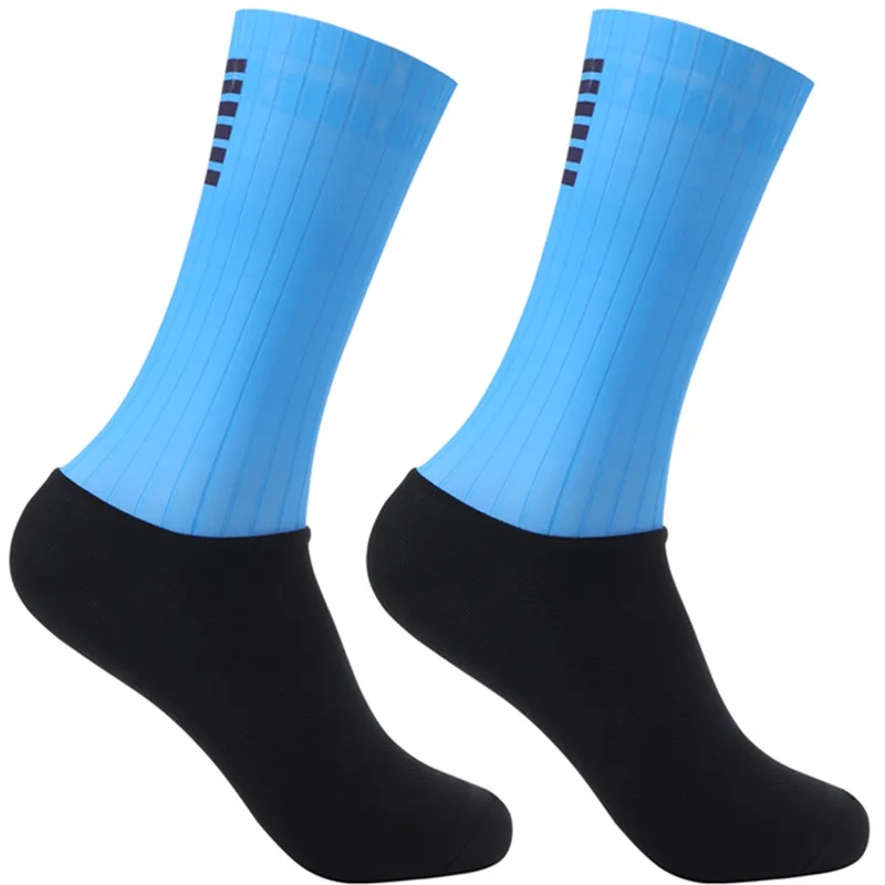 Anti Slip Silicone Summer Aero Socks Whiteline Cycling Socks Men Bicycle Sport Running Bike Socks Calcetines