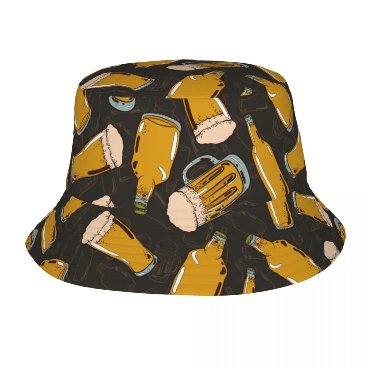 Chapeau Bob Rétro à Motif Bière Unisexe, Pliable, pour l'Été, les Vacances, la Protection Solaire, le Sport de Rue, la Pêche et les Activités de Plein Air