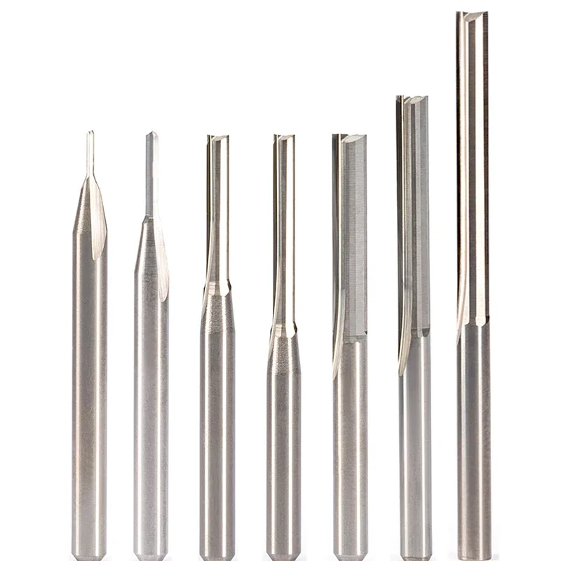 3 Stks/partij 8Mm 6Mm 5Mm 4Mm 3.175Mm Twee Fluiten Straight Router Hout Cnc Slot Steken graveren Bit End Mill Tool Frees