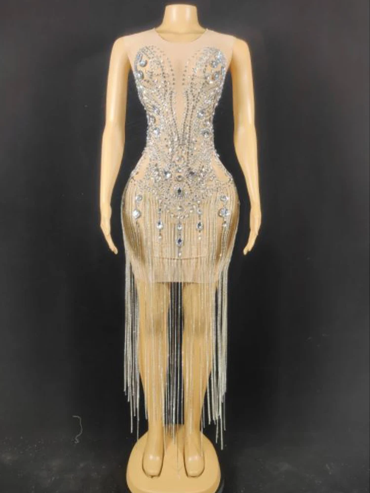 

High Quality Hot Diamond Irregular Tassel Wrapped Hip Vest Dress 2024 New Fashion Custom Women'S Clothing