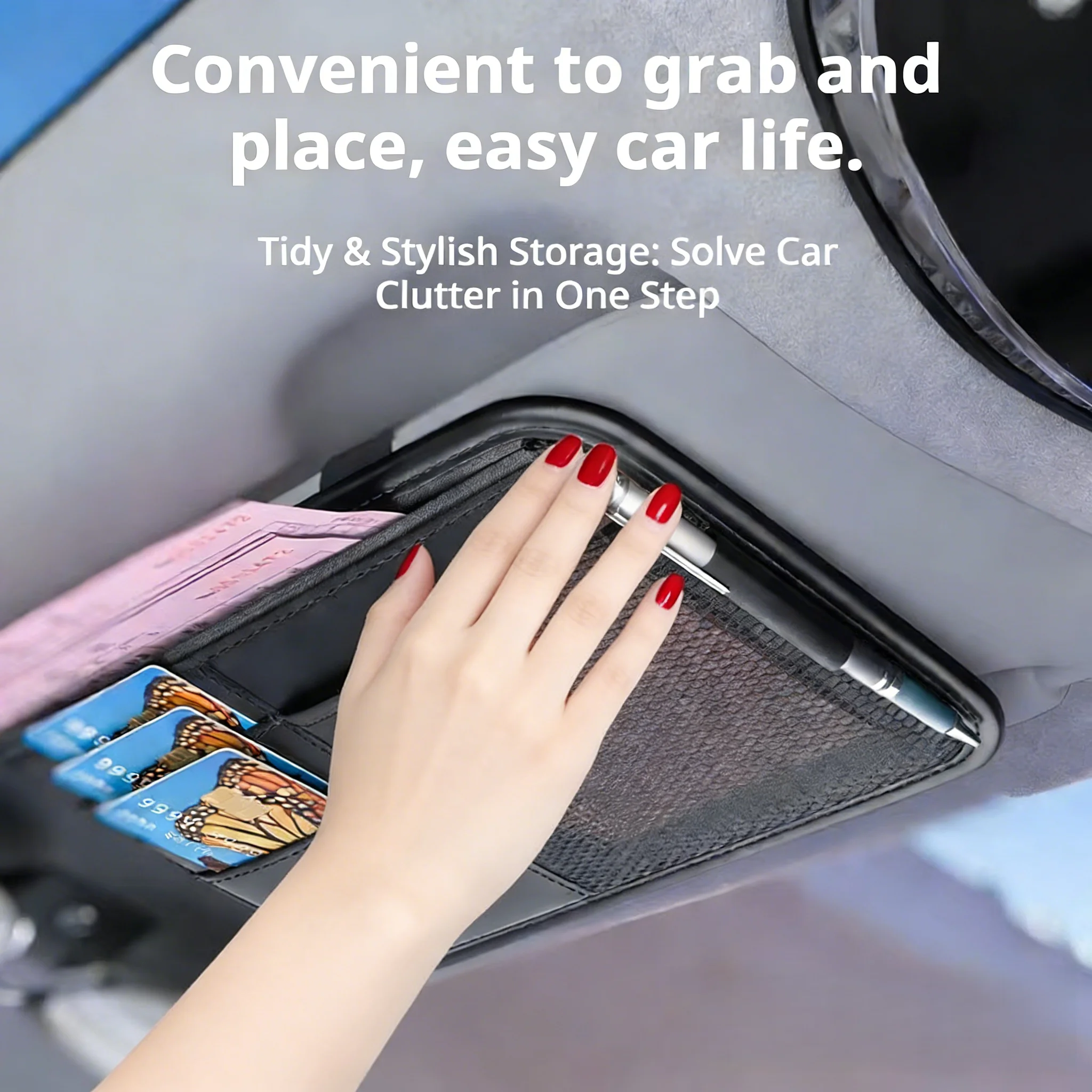 

Car sun visor storage artifact multi-functional light shield in-car driver's license bag ticket card bag glasses holder clip pic