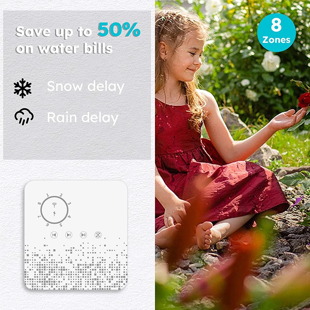 Tuya Smart Home 8 Zone WiFi Sprinkler Controller Watering Irrigation System Remote Access Weather Aware Timer Valve Alexa Google