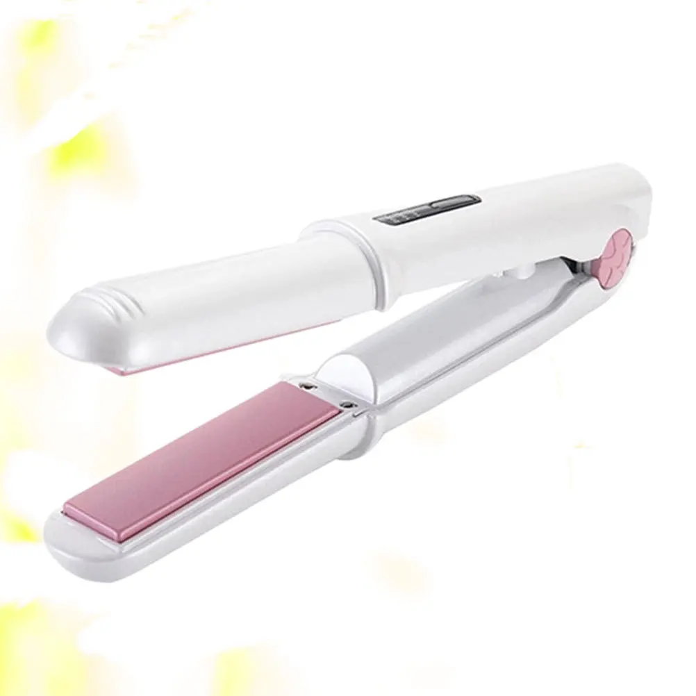 

1pc Hair Straightener Curler Dual Use Electric Ceramic Flat Iron Styling Tool For Straightening Curling Pink Black