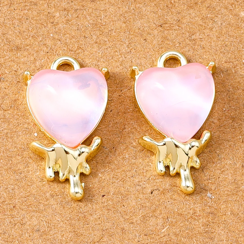 5 قطع الأحجار الكريمة كريستال الحب القلب سحر المعلقات لصنع المجوهرات قلادة أقراط سوار DIY اكسسوارات الإمدادات