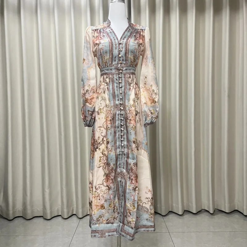 

Women's Dress Floral Linen Elegant Long Dresses Casual Vacation Beach Party Dresses Woman Clothing Summer Skirts for Women 2025